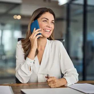 Case manager talking on the phone with client