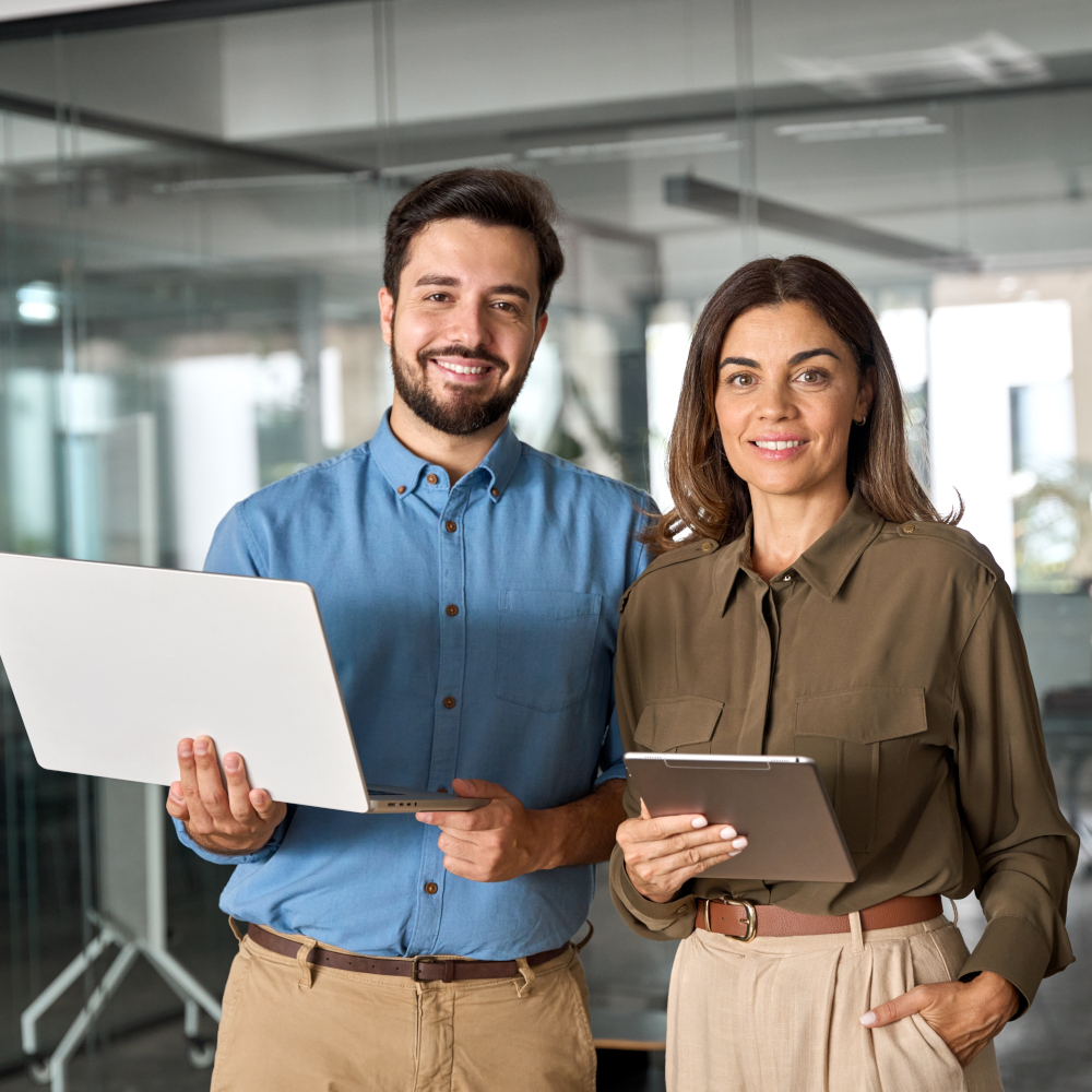 Lawyer and case manager smiling for the camera